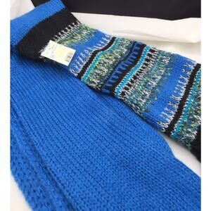 women blue Silver Acrylic scarf wrap shawl striped long Tassels